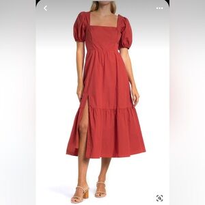 ASTR Poplin Puff Sleeve Dress
